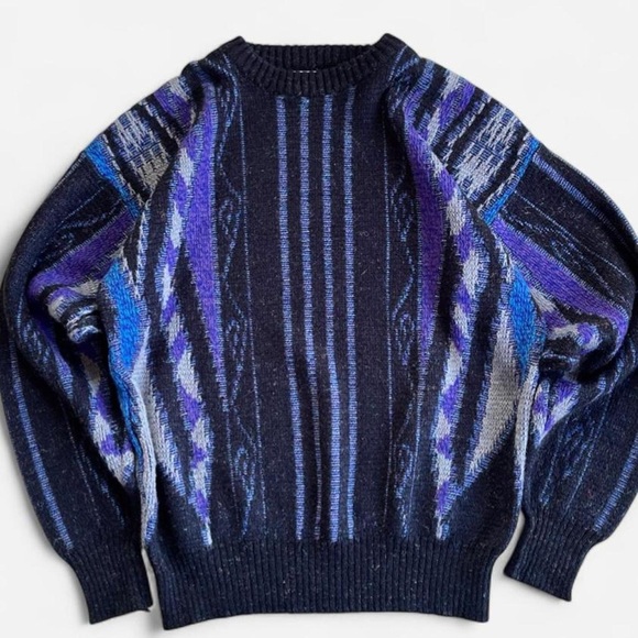 Michael Gerald Other - Vintage Michael Gerald Black Purple Blue Gray Knit Retro Funky 80s 90s Sweater